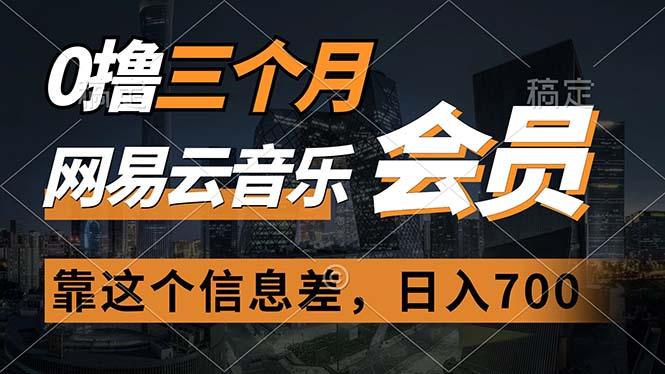 0撸三个月网易云音乐会员，靠这个信息差一天赚700，月入2w-kk网创