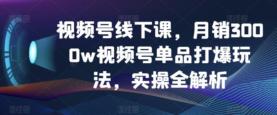 视频号线下课，月销3000w视频号单品打爆玩法，实操全解析-kk网创