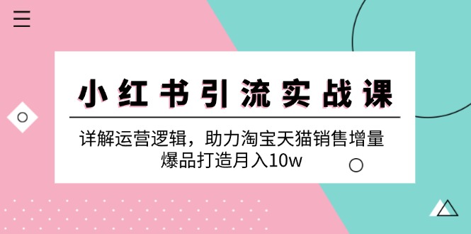 小红书引流实战课：详解运营逻辑，助力淘宝天猫销售增量，爆品打造月入10w-kk网创