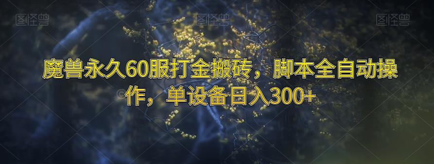 魔兽永久60服打金搬砖，脚本全自动操作，单设备日入300+【揭秘】-kk网创