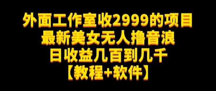 外面工作室收2999的项目最新美女无人撸音浪日收益几百到几千【教程+软件】（仅揭秘）-kk网创