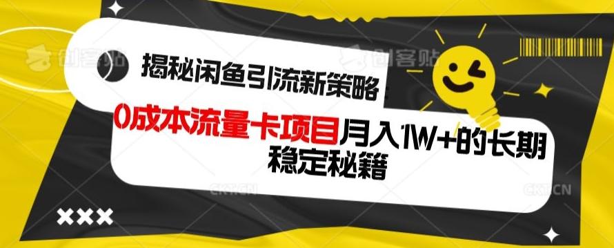 揭秘闲鱼引流新策略：0成本流量卡项目，月入1W+的长期稳定秘籍-kk网创