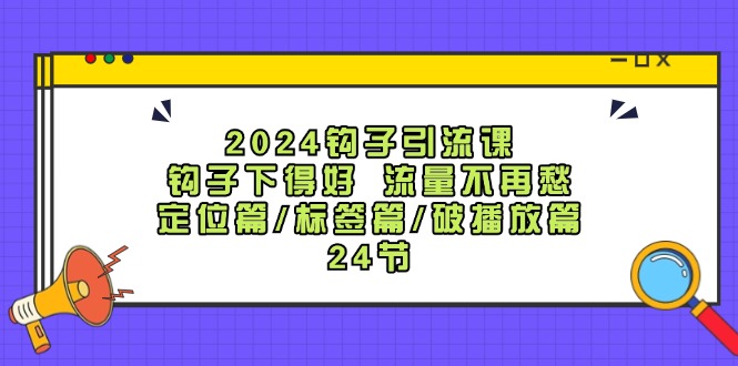 2024钩子引流课：钩子下得好流量不再愁，定位篇/标签篇/破播放篇/24节-kk网创