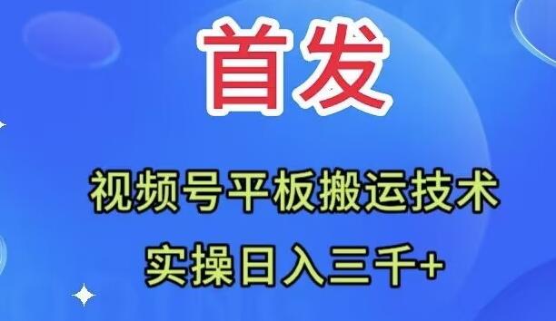 全网首发：视频号平板搬运技术，实操日入三千＋-kk网创
