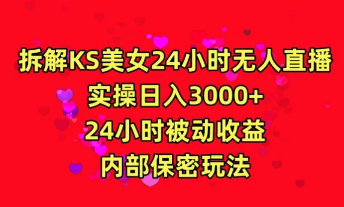 利用快手24小时无人美女直播，实操日入3000，24小时被动收益，内部保密玩法【揭秘】-kk网创