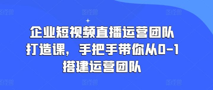 企业短视频直播运营团队打造课，手把手带你从0-1搭建运营团队-kk网创