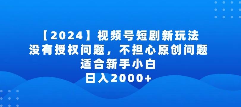 2024视频号短剧玩法，没有授权问题，不担心原创问题，适合新手小白，日入2000+【揭秘】-kk网创
