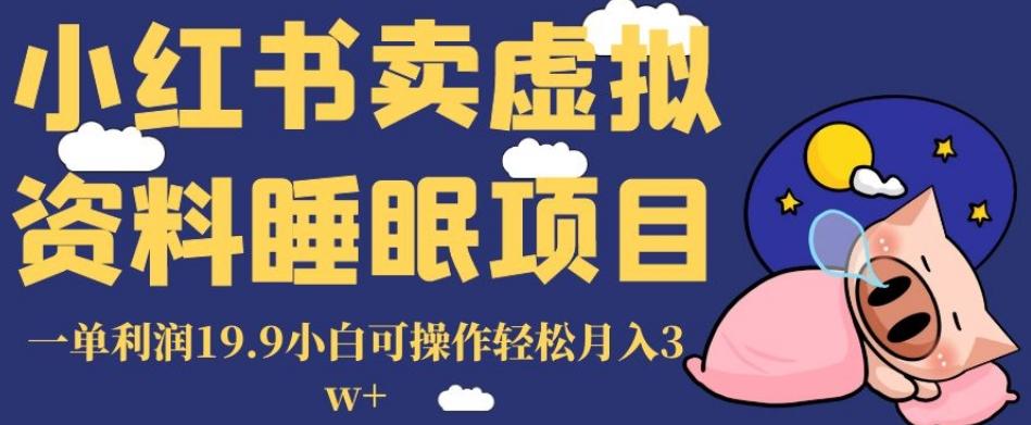 小红书卖虚拟资料睡眠项目，一单利润19.9小白可操作轻松月入3w+【揭秘】-kk网创