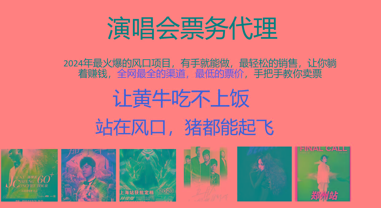 2024年最火爆风口项目，演唱会票务代理，日入2000+，一部手机就能搞定！-kk网创