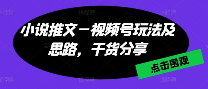 小说推文—视频号玩法及思路，干货分享-kk网创