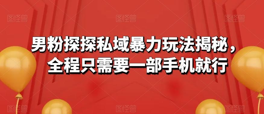 男粉探探私域暴力玩法揭秘，全程只需要一部手机就行-kk网创
