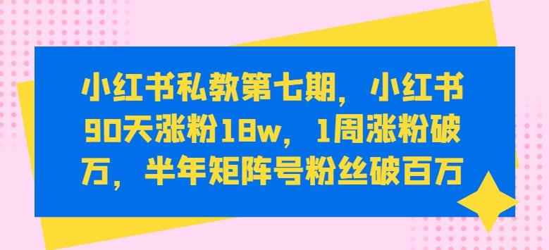 小红书私教第七期，小红书90天涨粉18w，1周涨粉破万，半年矩阵号粉丝破百万-kk网创