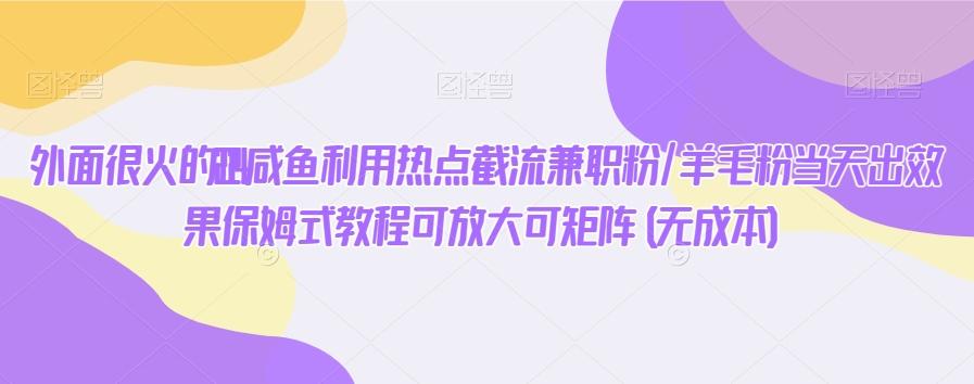 外面很火的2024咸鱼利用热点截流兼职粉/羊毛粉当天出效果保姆式教程可放大可矩阵(无成本)-kk网创