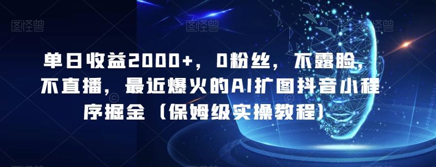 单日收益2000+，0粉丝，不露脸，不直播，最近爆火的AI扩图抖音小程序掘金（保姆级实操教程）-kk网创