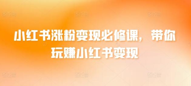 小红书涨粉变现必修课，带你玩赚小红书变现-kk网创