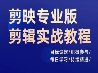剪映专业版剪辑实战教程，目标设定/积极参与/每日学习/持续精进-kk网创