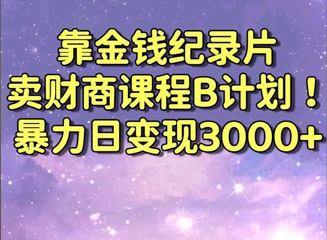 靠金钱纪录片卖财商课程B计划！暴力日变现3000+，喂饭式干货教程！-kk网创