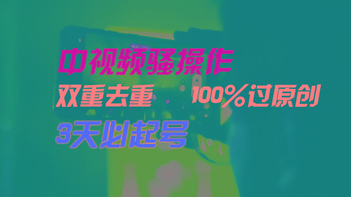 中视频骚操作，双重去重100%过原创，3天比必起号，简单无脑，月入3W+-kk网创