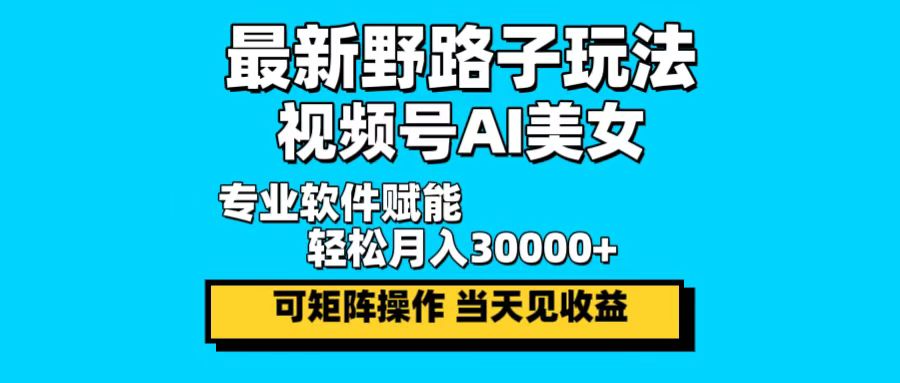 最新野路子玩法，视频号AI美女，当天见收益，轻松月入30000＋-kk网创