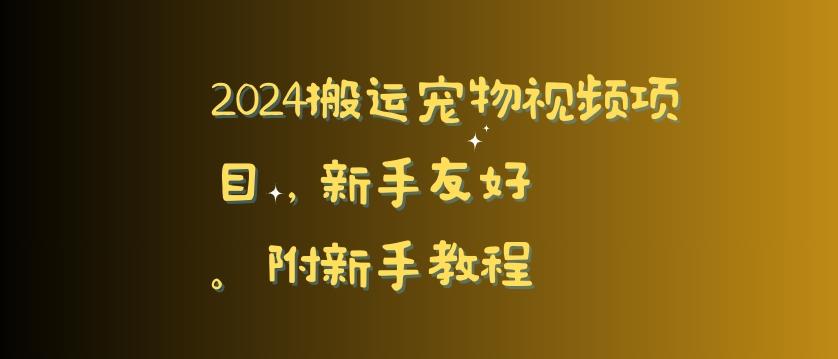2024搬运宠物视频项目，新手友好，完美去重，附新手教程【揭秘】-kk网创