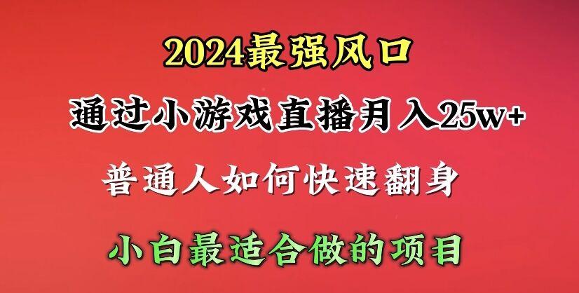 (10020期)2024年最强风口，通过小游戏直播月入25w+单日收益5000+小白最适合做的项目-kk网创