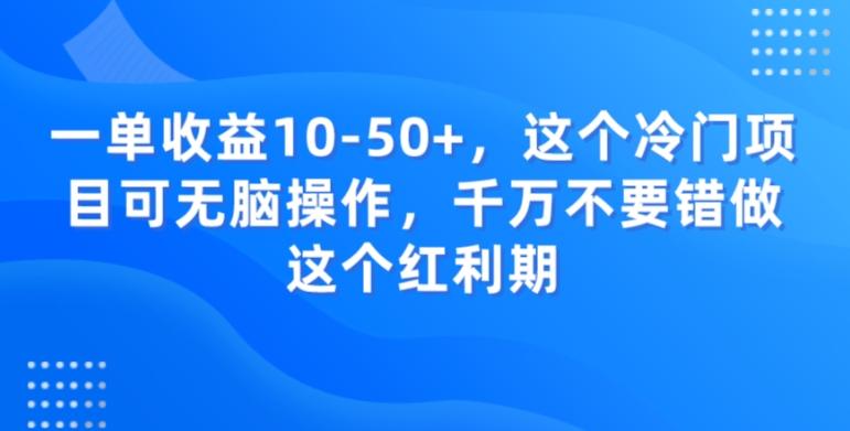 一单收益10-50+，这个冷门项目可无脑操作，千万不要错做这个红利期-kk网创