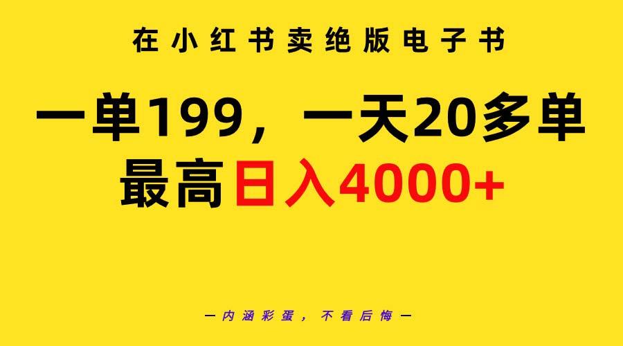(9401期)在小红书卖绝版电子书，一单199 一天最多搞20多单，最高日入4000+教程+资料-kk网创