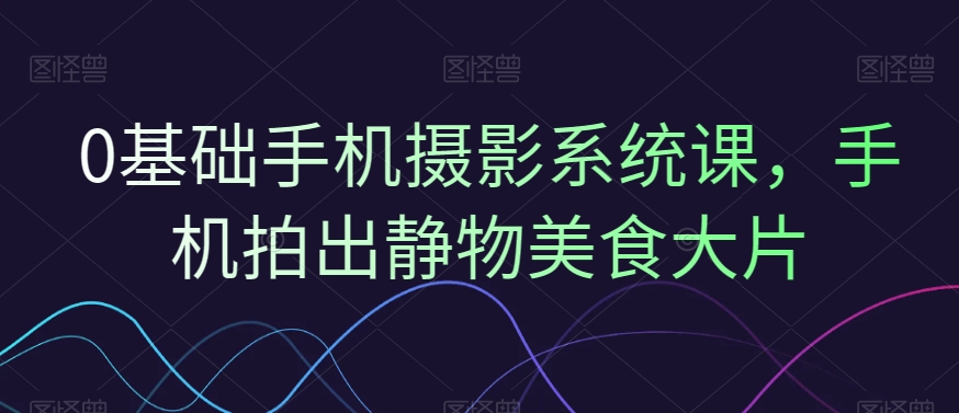 0基础手机摄影系统课，手机拍出静物美食大片-kk网创
