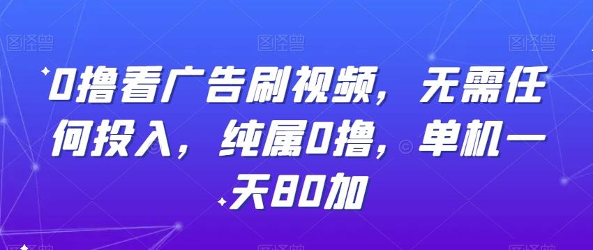 0撸看广告刷视频，无需任何投入，纯属0撸，单机一天80加-kk网创