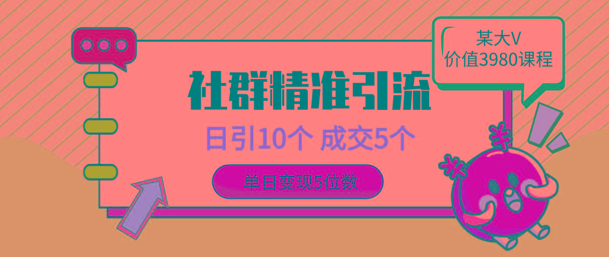 (9870期)社群精准引流高质量创业粉，日引10个，成交5个，变现五位数-kk网创