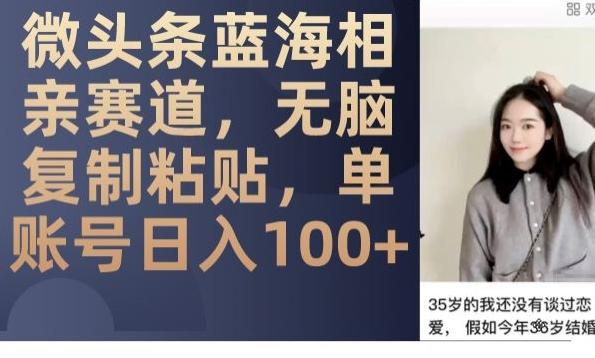 微头条蓝海相亲赛道，无脑复制粘贴，单账号日入100+-kk网创
