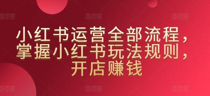 小红书运营全部流程，掌握小红书玩法规则，开店赚钱-kk网创