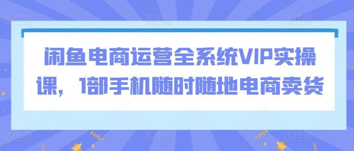 闲鱼电商运营全系统VIP实操课，1部手机随时随地电商卖货-kk网创