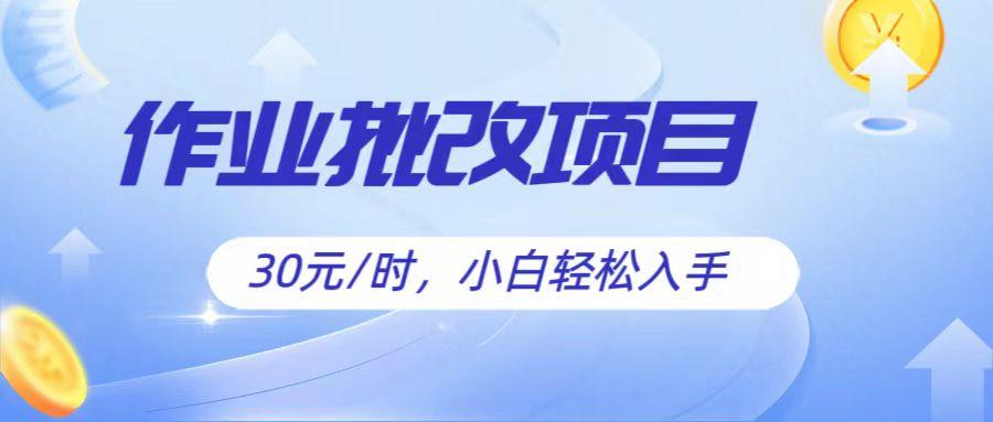 作业批改项目30元/时，简单小白轻松入手，非常适合兼职-kk网创