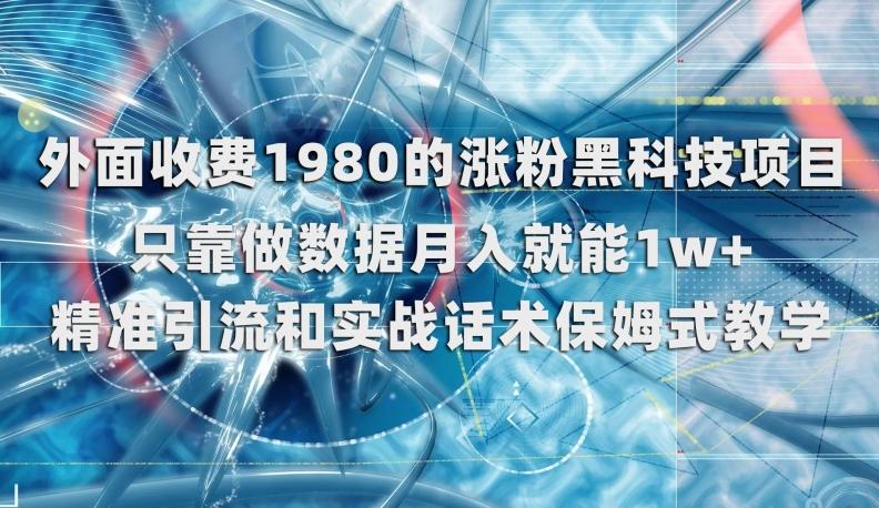 外面收费1980的涨粉黑科技项目，只靠做数据月入就能1w+【揭秘】-kk网创