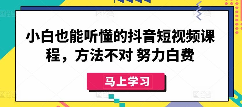小白也能听懂的抖音短视频课程，方法不对 努力白费-kk网创