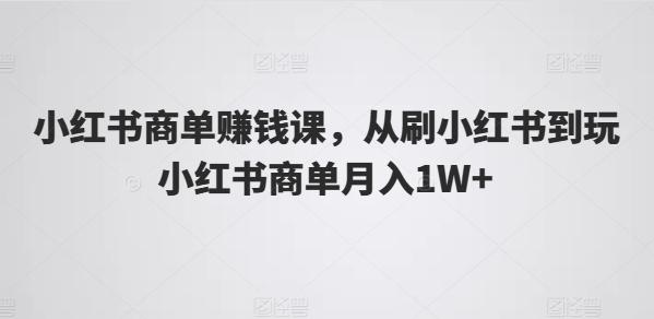 小红书商单赚钱课，从刷小红书到玩小红书商单月入1W+-kk网创