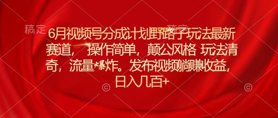 6月视频号分成计划野路子玩法最新赛道操作简单，颠公风格玩法清奇，流…-kk网创