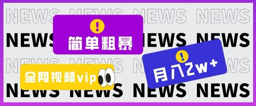 简单粗暴零成本，高回报，全网视频VIP掘金项目，月入2万＋【揭秘】-kk网创