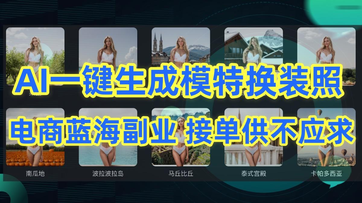 AI制作一键生成模特换装照，电商蓝海副业，接单供不应求-kk网创
