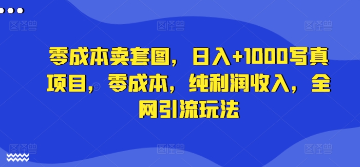 零成本卖套图，日入+1000写真项目，零成本，纯利润收入，全网引流玩法-kk网创