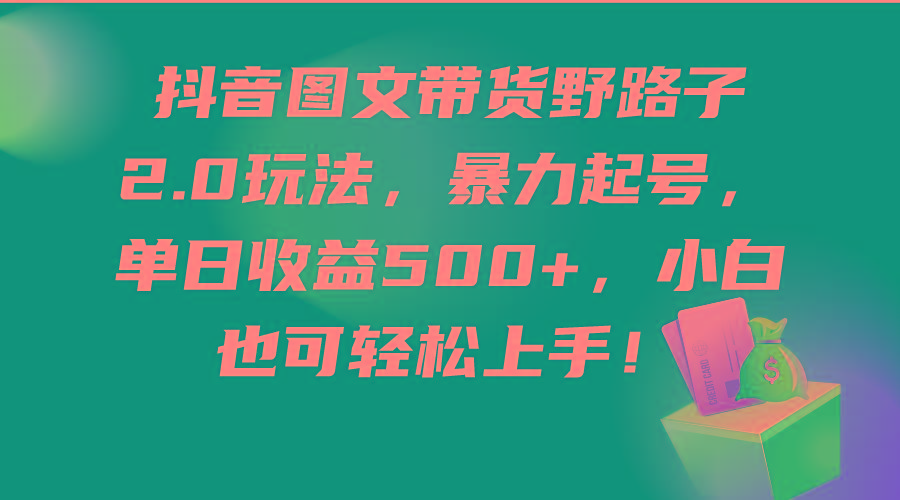 (9790期)抖音图文带货野路子2.0玩法，暴力起号，单日收益500+，小白也可轻松上手！-kk网创