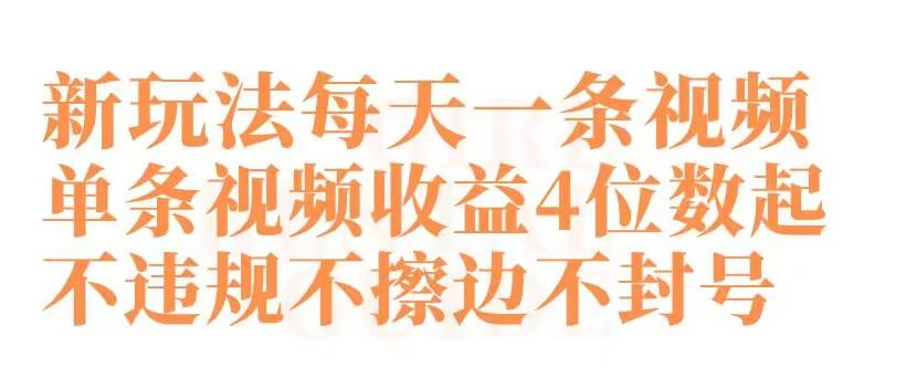快手新玩法每天一条视频单条视频收益4位数起不违规不擦边不封号【揭秘】-kk网创