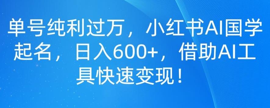单号纯利过万，小红书AI国学起名，日入600+，借助AI工具快速变现-kk网创