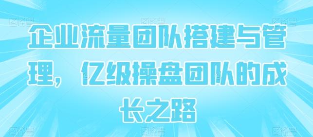 企业流量团队搭建与管理，亿级操盘团队的成长之路-kk网创