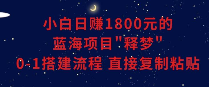 小白能日赚1800元的蓝海项目”释梦”0-1搭建流程可直接复制粘贴长期做【揭秘】-kk网创