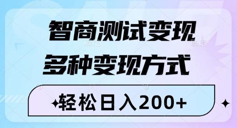 智商测试变现，轻松日入200+，几分钟一个视频，多种变现方式-kk网创