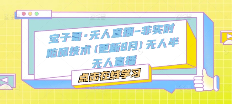 宝子哥·无人直播-非实时防风技术(更新8月)无人半无人直播-kk网创