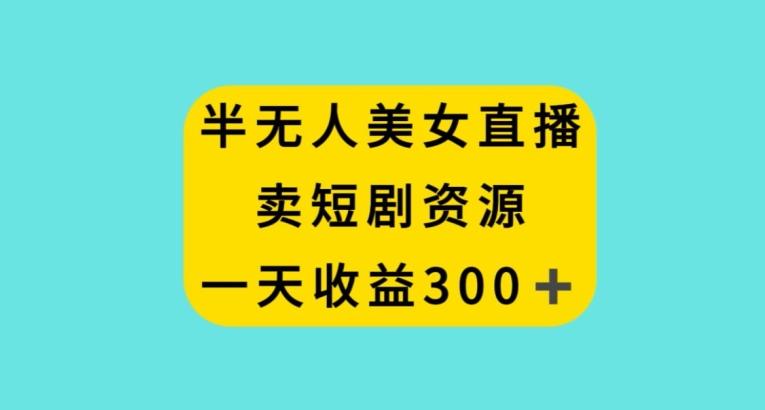 半无人美女直播，卖短剧资源，一天收益300+【揭秘】-kk网创