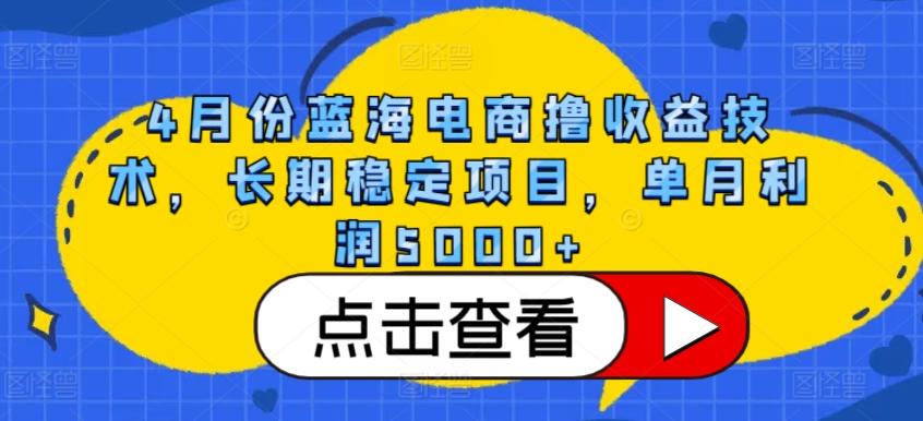 4月份蓝海电商撸收益技术，长期稳定项目，单月利润5000+【揭秘】-kk网创